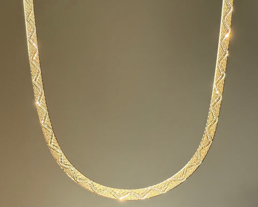Pre-Owned 9k Double-Sided Zigzag Herringbone Necklace