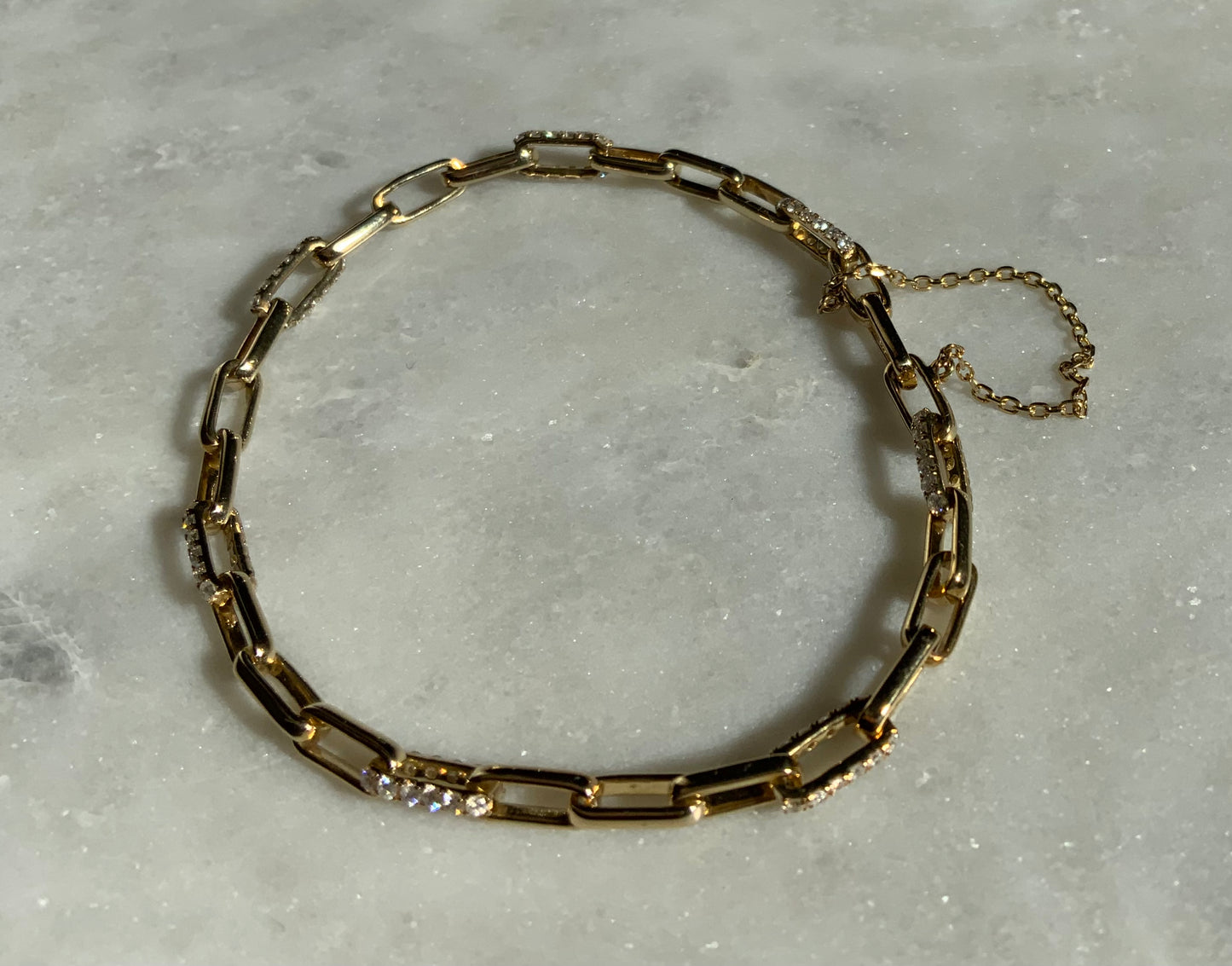 Gold & Diamond Paperclip Bracelet